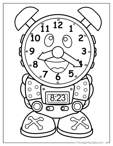 clockman coloring page|Free Printable Clock Coloring Pages For Kids.